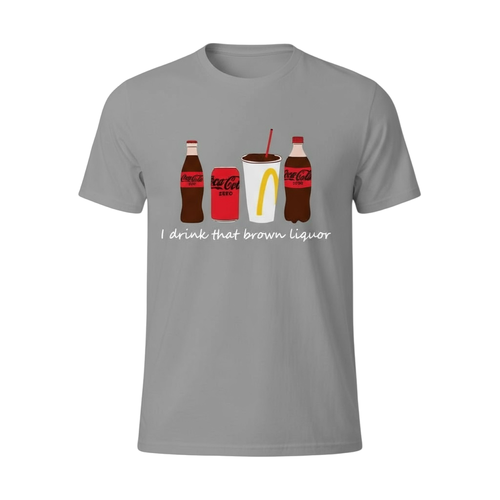I Drink That Brown Liquor, Coke Zero Graphic Tee – Gray Comfort Fit Shirt | TS Inspired Lyric Tee
