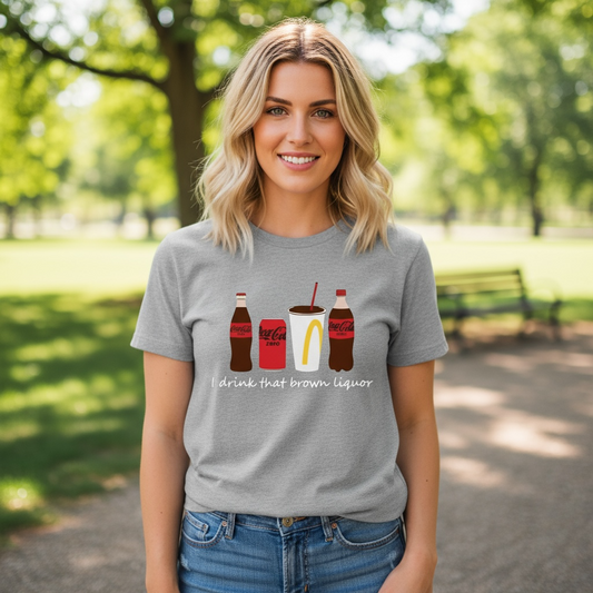 I Drink That Brown Liquor, Coke Zero Graphic Tee – Gray Comfort Fit Shirt | TS Inspired Lyric Tee