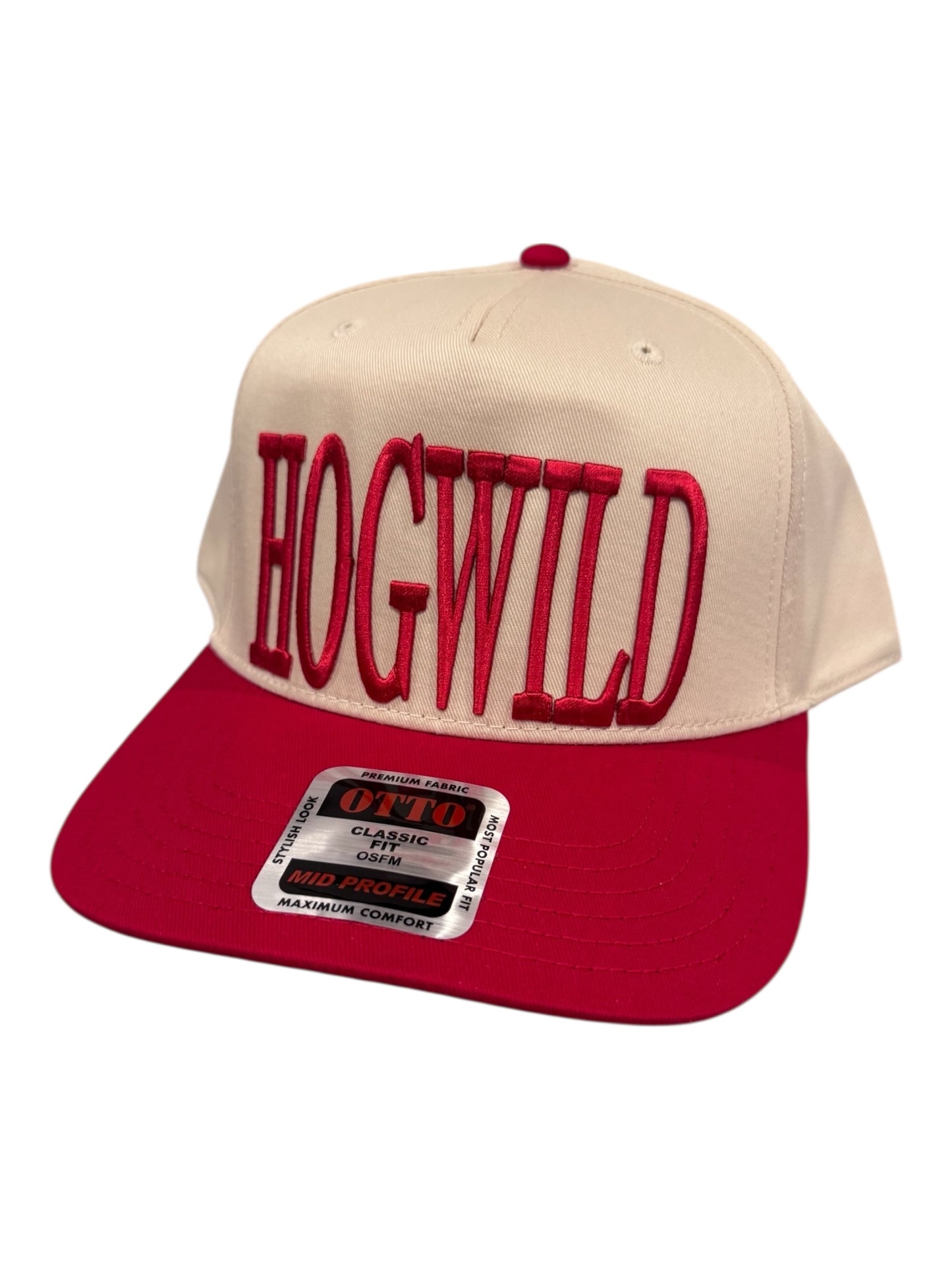HOGWILD Game Day Hat – Red Embroidery on Otto Canvas Cap, Arkansas Women's