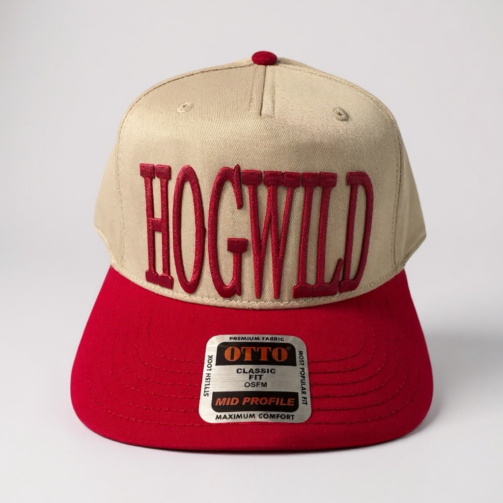 HOGWILD Game Day Hat – Red Embroidery on Otto Canvas Cap, Arkansas Women's