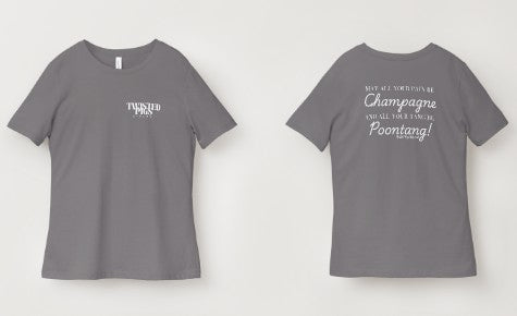 Funny Quote Tee – May Your Pain Be Champagne | Twisted Pigs Unisex Gray Shirt