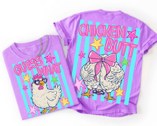 Guess What Chicken Butt Shirt | Cute Chicken Graphic Tee | Funny Boutique Shirt | Oversized Comfort Colors Tee | Playful Farm Graphic Top