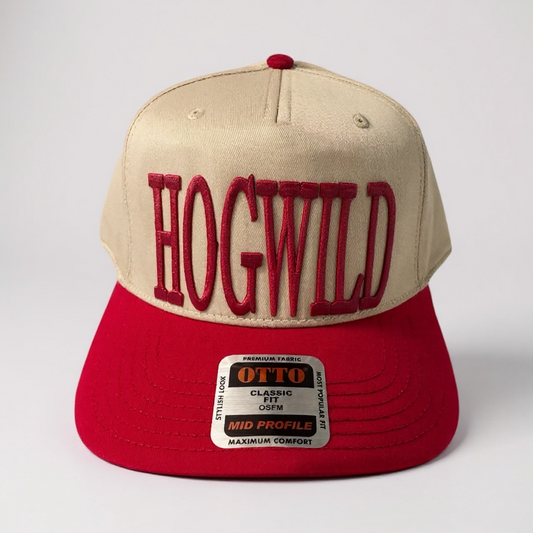 HOGWILD Game Day Hat – Red Embroidery on Otto Canvas Cap, Arkansas Women's