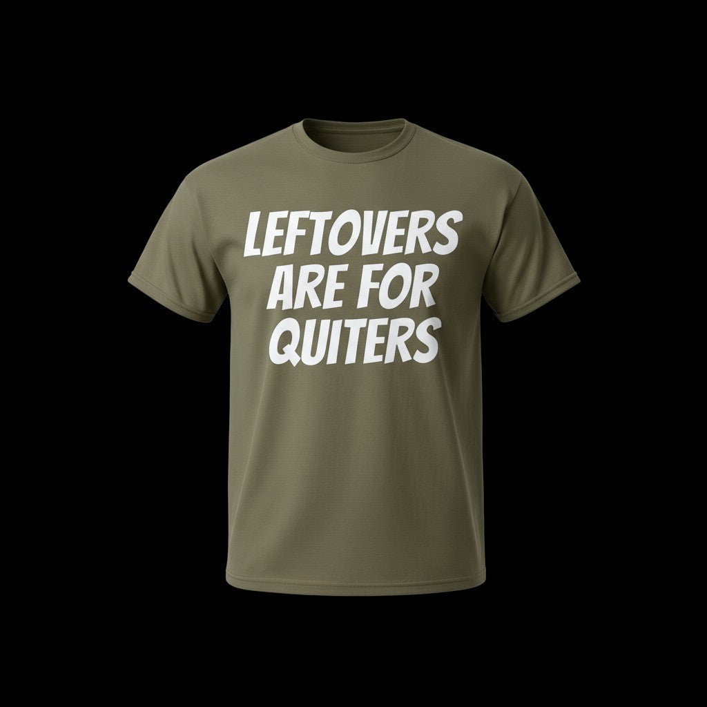 LEFTOVERS ARE FOR QUITTERS Thanksgiving Shirt – Unisex Brown Savana Fall Tee | Gildan Heavy Cotton S-XL