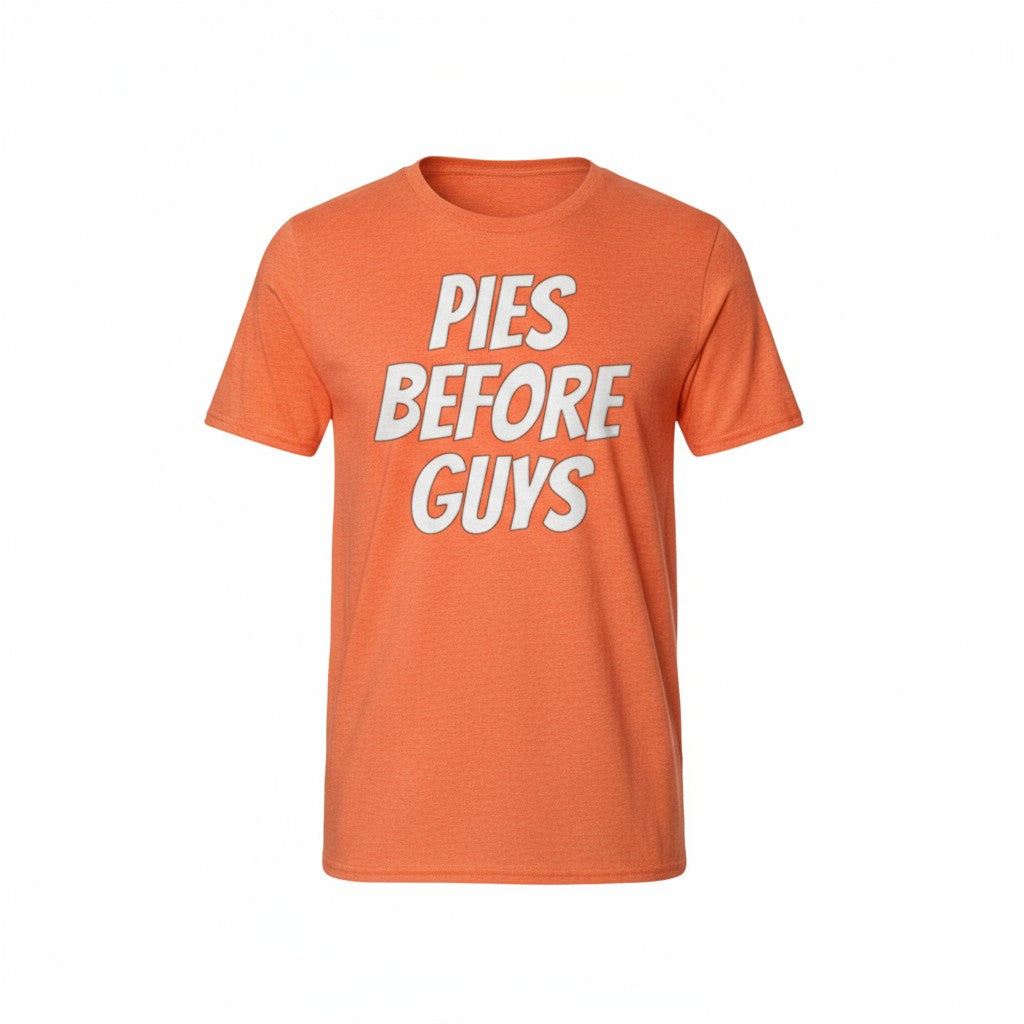 PIES BEFORE GUYS Women’s Thanksgiving Shirt – Heather Orange Fall Tee | Gildan Heavy Cotton S-XL