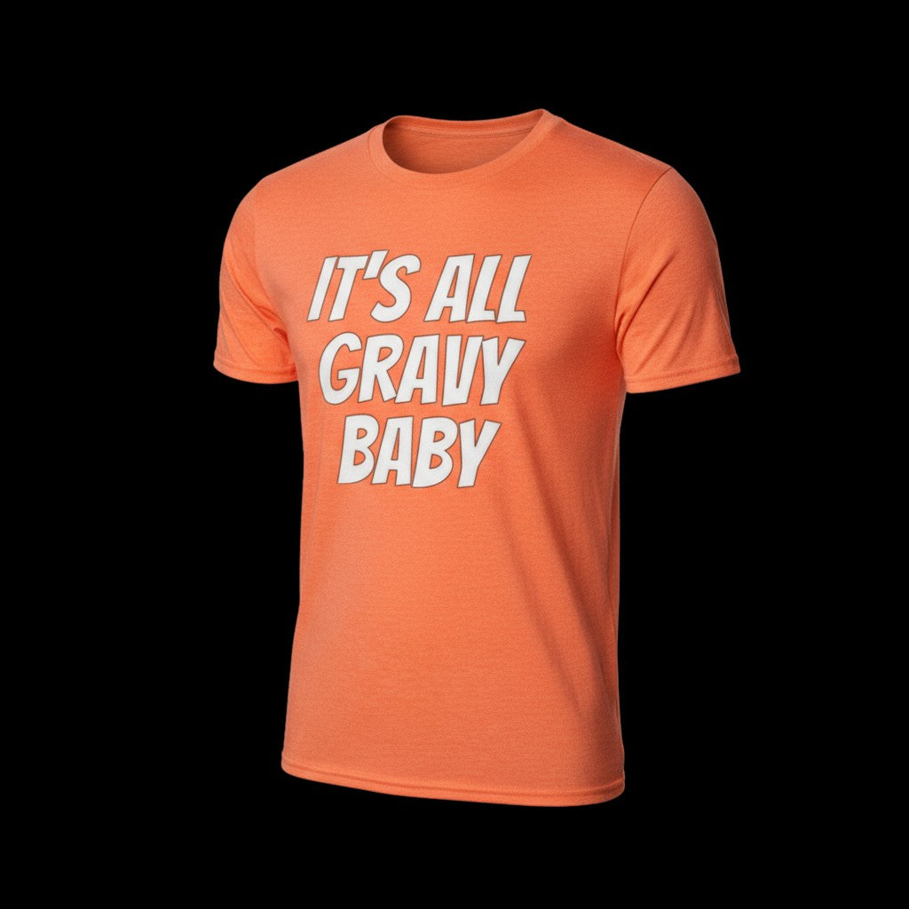 Funny Thanksgiving Shirt – IT’S ALL GRAVY BABY Unisex Heather Orange Heavy Cotton Tee