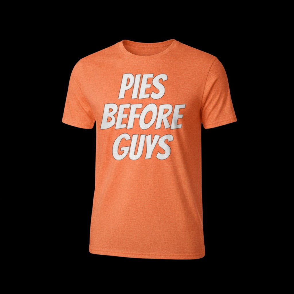 PIES BEFORE GUYS Women’s Thanksgiving Shirt – Heather Orange Fall Tee | Gildan Heavy Cotton S-XL